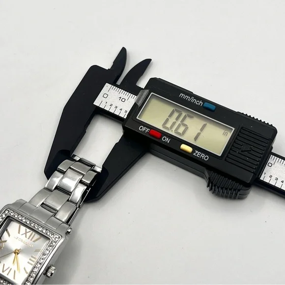 Liz Claiborne Womens Watch Silver Square Crystal Bezel 7.5" New Battery - Picture 9 of 10